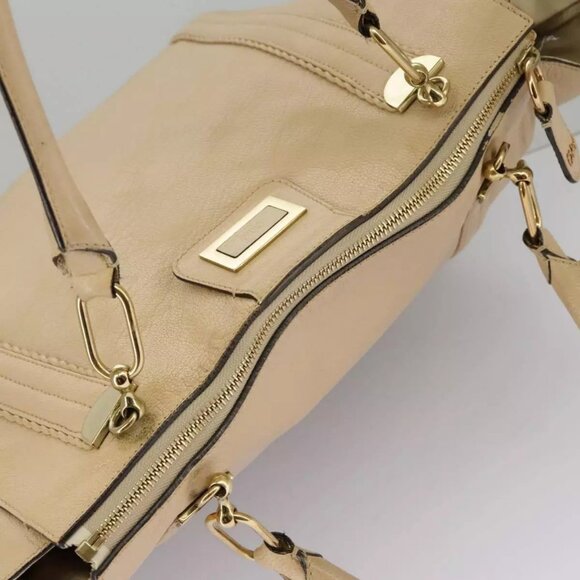 Chloe Tote Bag Leather Beige Gold Auth - Picture 12 of 16